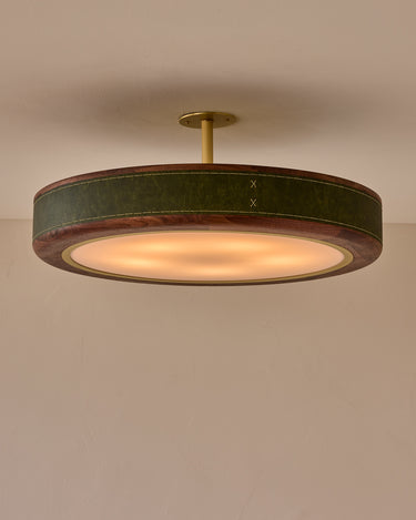 Robert True Ogden RTO Lighting 30" Nura Ceiling Fixture Pendant - Juniper Leather#leather_juniper-leather
