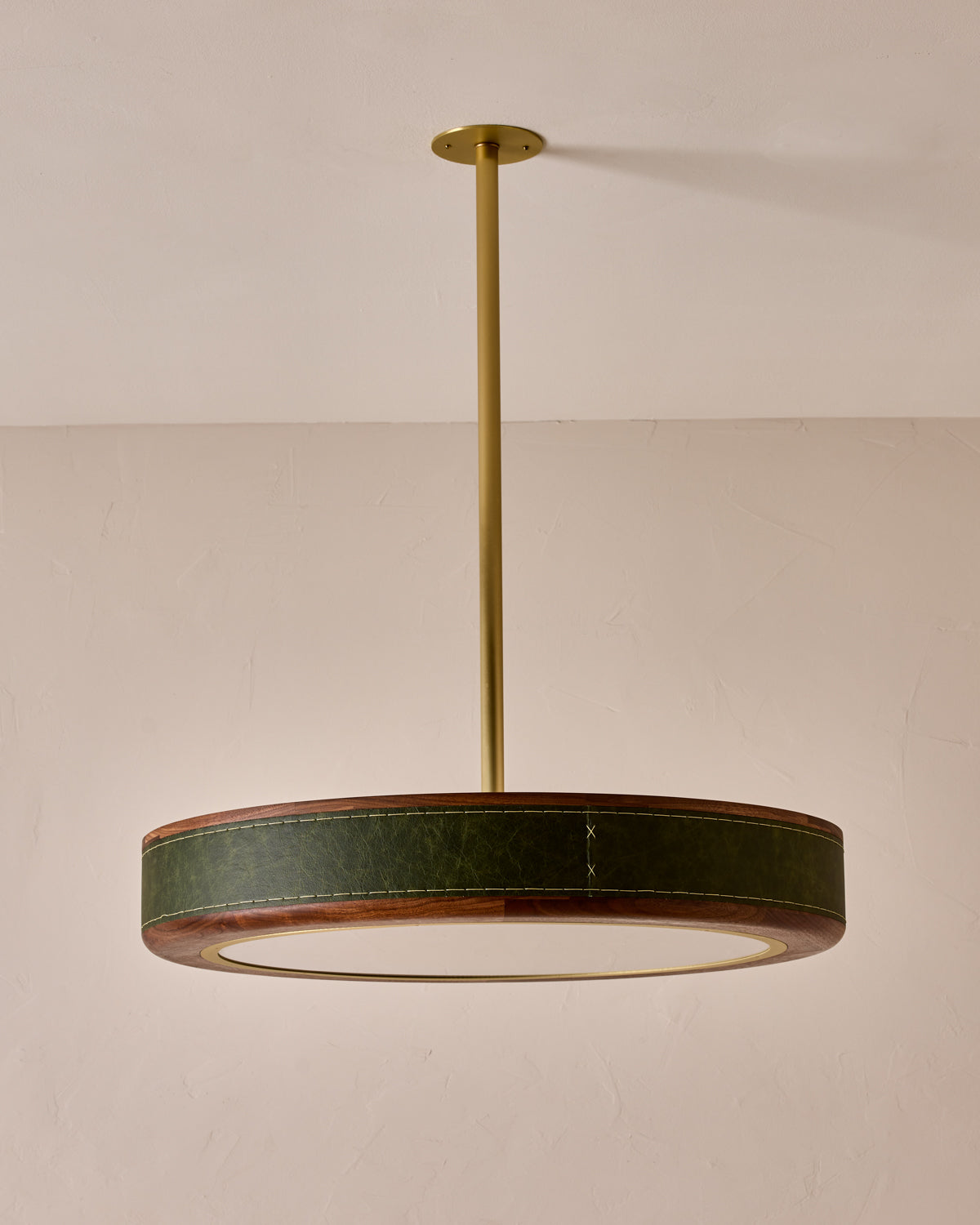 Robert True Ogden RTO Lighting 30" Nura Ceiling Fixture Pendant - Juniper Leather#leather_juniper-leather