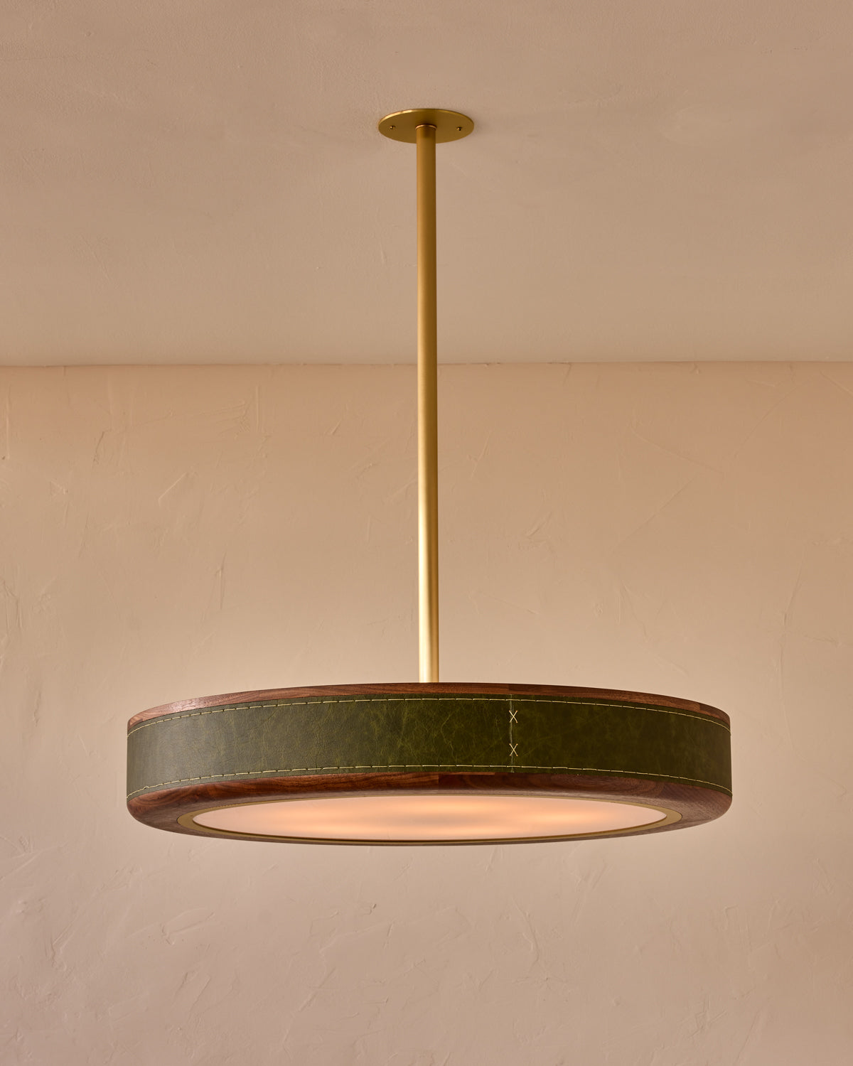 Robert True Ogden RTO Lighting 30" Nura Ceiling Fixture Pendant - Juniper Leather#leather_juniper-leather