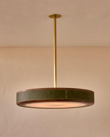 Robert True Ogden RTO Lighting 30" Nura Ceiling Fixture Pendant - Juniper Leather#leather_juniper-leather