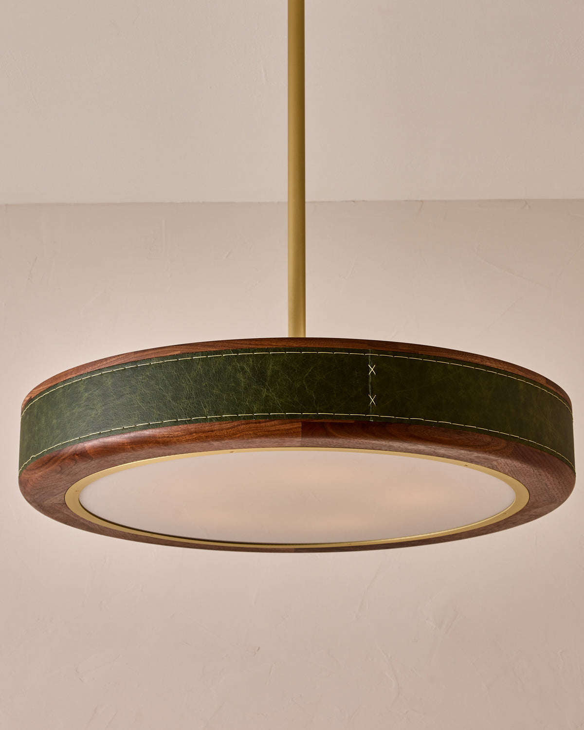 Robert True Ogden RTO Lighting 30" Nura Ceiling Fixture Pendant - Juniper Leather#leather_juniper-leather