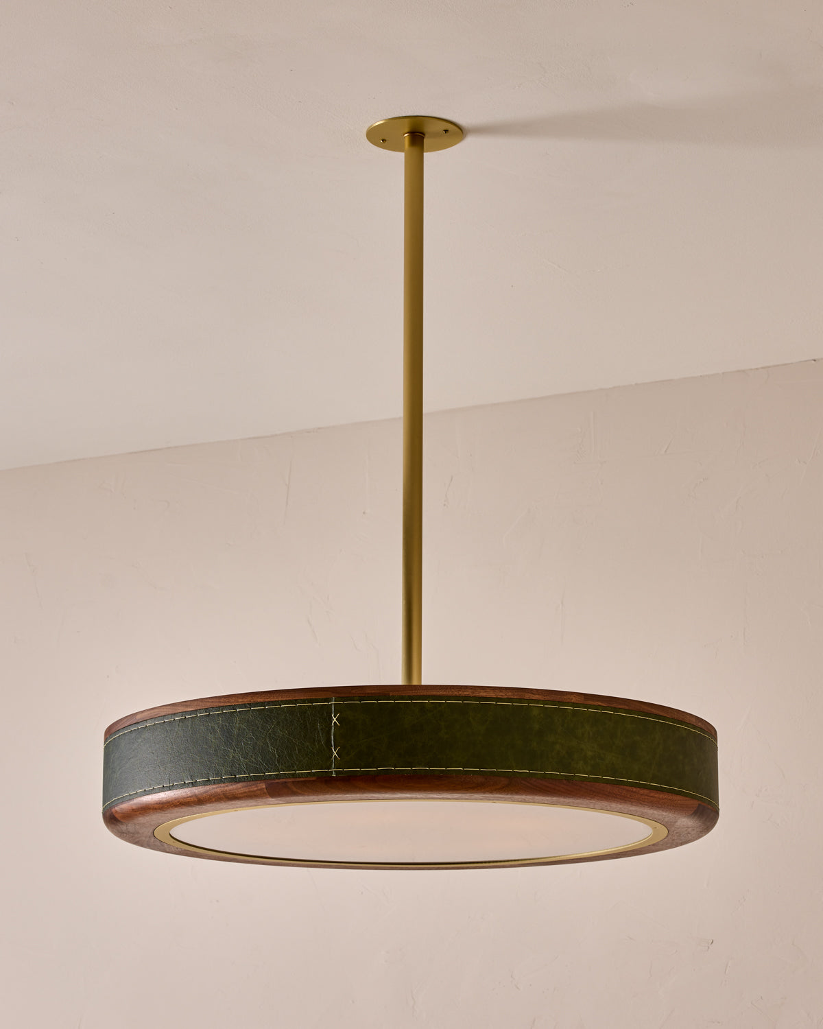 Robert True Ogden RTO Lighting 30" Nura Ceiling Fixture Pendant - Juniper Leather#leather_juniper-leather