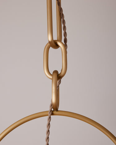 Robert True Ogden RTO Lighting - Large Emil Pendant - Brushed Satin Brass - Chain Links Beige Wire#finish_brushed-satin-brass