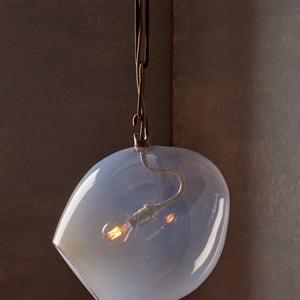 Robert True Ogden RTO Lighting - Large Lou Pendant - Opal Glass Globe - Tumbled Brass Hand Bent Chain#glass_opal-glass