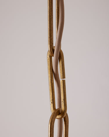 Robert True Ogden RTO Lighting - Large Lou Pendant - Tumbled Brass Hand Bent Chain#glass_opal-glass