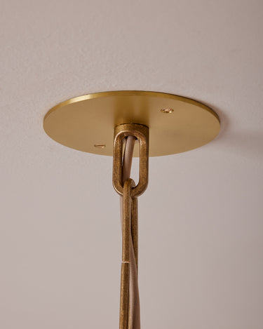 Robert True Ogden RTO Lighting - Lou Pendant Canopy - Tumbled Brass Hand Bent Chain#glass_opal-glass