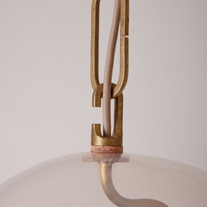 Robert True Ogden RTO Lighting - Large Lou Pendant - Opal Glass Globe - Tumbled Brass Hand Bent Chain#glass_opal-glass