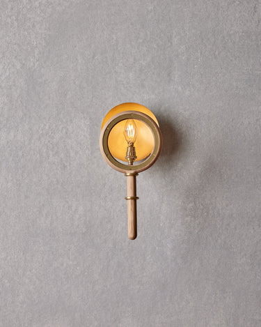 Robert True Ogden RTO Lighting Alice Sconce - Brushed Satin Brass - Ash Lens Holder - Clear Glass#finish_natural-ash-brushed-satin-brass #glass-style_clear-glass