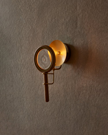 Robert True Ogden RTO Lighting Alice Sconce - Brushed Satin Brass - Ash Lens Holder - Clear Glass#finish_natural-ash-brushed-satin-brass #glass-style_clear-glass