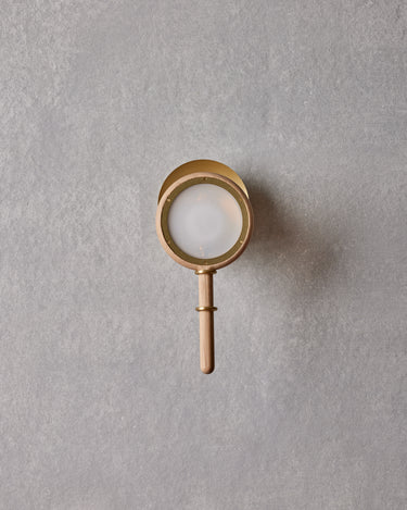 Robert True Ogden RTO Lighting Alice Sconce - Brushed Satin Brass - Ash Lens Holder - Opal Glass#finish_natural-ash-brushed-satin-brass #glass-style_opal-glass