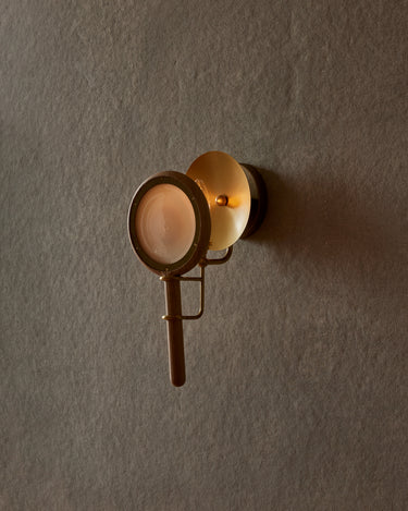 Robert True Ogden RTO Lighting Alice Sconce - Brushed Satin Brass - Ash Lens Holder - Opal Glass#finish_natural-ash-brushed-satin-brass #glass-style_opal-glass