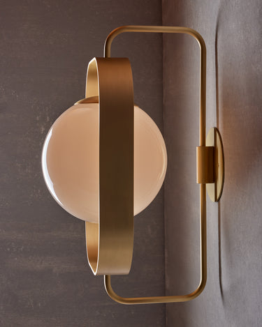 Robert True Ogden RTO Lighting - Olivia Wall Sconce - Brushed Satin Brass - Milk Glass Globe#finish_brushed-satin-brass #globe_milk-glass