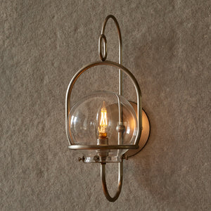 Robert True Ogden RTO Lighting - Small Emil Lantern Sconce - Brushed Satin Nickel - 6" Clear Glass Globe#finish_brushed-satin-nickel