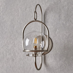 Robert True Ogden RTO Lighting - Small Emil Lantern Sconce - Brushed Satin Nickel - 6" Clear Glass Globe#finish_brushed-satin-nickel