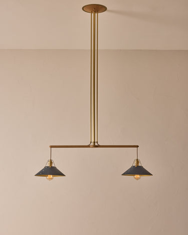 Robert True Ogden RTO Lighting - Two Arm Yaffa Chandelier - Navy Leather Shade#leather-shade_navy-leather