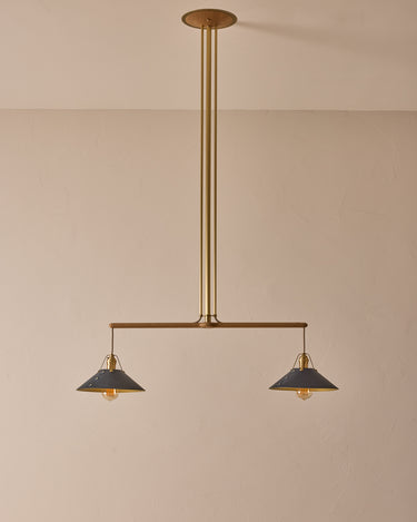 Robert True Ogden RTO Lighting - Two Arm Yaffa Chandelier - Navy Leather Shade#leather-shade_navy-leather