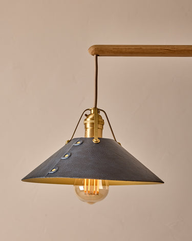 Robert True Ogden RTO Lighting - Two Arm Yaffa Chandelier - Navy Leather Shade#leather-shade_navy-leather