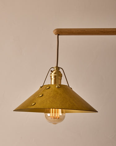 Robert True Ogden RTO Lighting - Two Arm Yaffa Chandelier - Spruce Leather Shade#leather-shade_spruce-leather