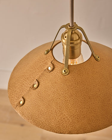 Robert True Ogden RTO Lighting - Three Arm Yaffa Chandelier - Natural Leather Shade#leather-shade_natural-leather