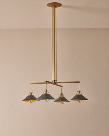 Robert True Ogden RTO Lighting - Four Arm Yaffa Chandelier - Navy Leather Shade#leather-shade_navy-leather