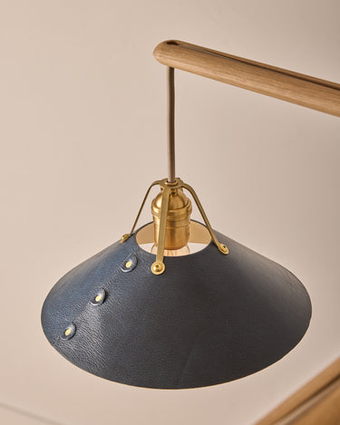 Robert True Ogden RTO Lighting - Four Arm Yaffa Chandelier - Navy Leather Shade#leather-shade_navy-leather