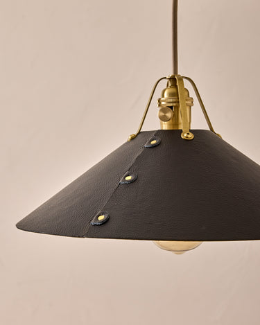 Robert True Ogden RTO Lighting - Large Yaffa Swing Arm Sconce - Black Leather Shade - Natural Oak Arm - Oil Rubbed Brass Wall Brackets#leather-shade_black-leather
