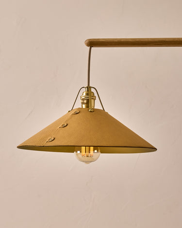 Robert True Ogden RTO Lighting - Large Yaffa Swing Arm Sconce - Natural Leather Shade - Natural Oak Arm - Oil Rubbed Brass Wall Brackets#leather-shade_natural-leather