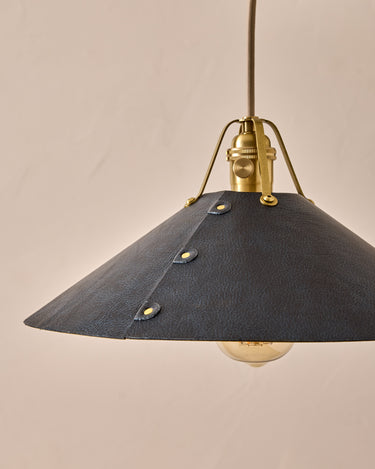 Robert True Ogden RTO Lighting - Large Yaffa Swing Arm Sconce - Navy Leather Shade - Natural Oak Arm - Oil Rubbed Brass Wall Brackets#leather-shade_navy-leather