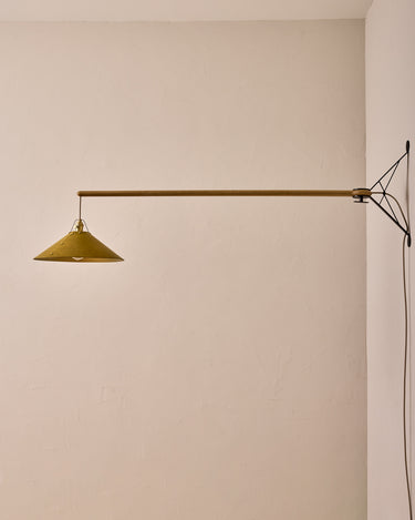 Robert True Ogden RTO Lighting - Extra Large Yaffa Swing Arm Sconce - Spruce Leather Shade - Natural Oak Arm - Oil Rubbed Brass Wall Brackets#leather-shade_spruce-leather