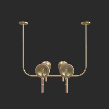 Robert True Ogden RTO Lighting Alice Chandelier Four Arm - Opal Glass - Ash Lens Holder - Brushed Satin Brass#finish_natural-ash-brushed-satin-brass