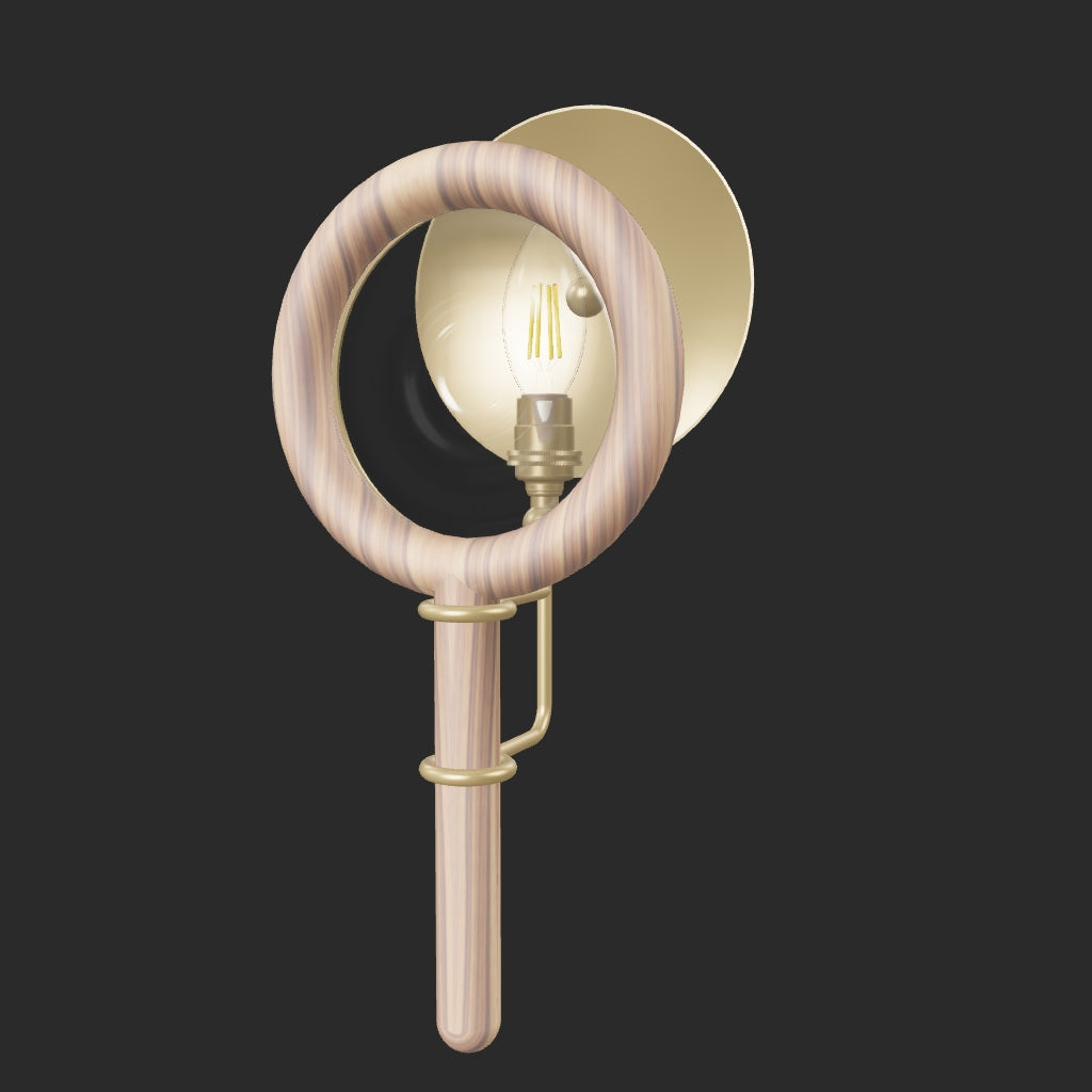 Robert True Ogden RTO Lighting Alice Sconce - Brushed Satin Brass - Ash Lens Holder - Opal Glass#finish_natural-ash-brushed-satin-brass