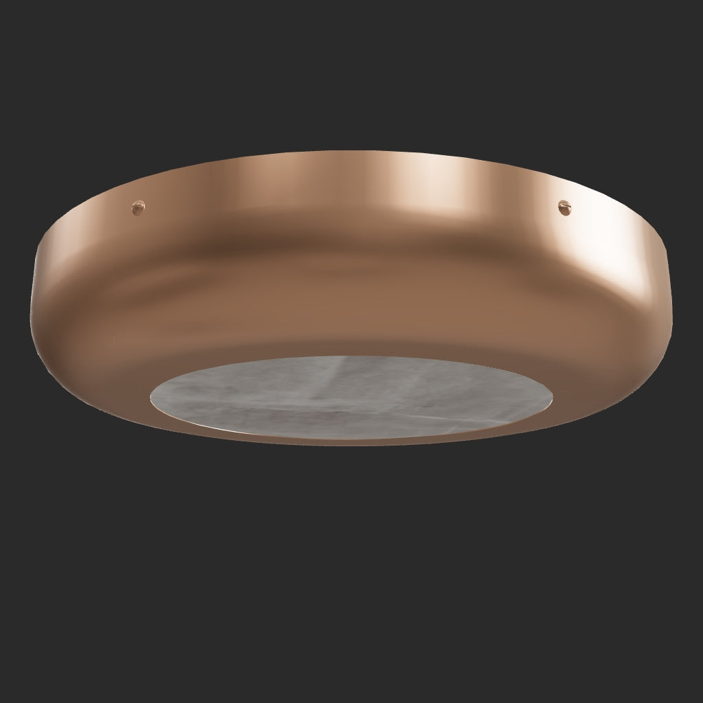 Robert True Ogden RTO Lighting - 16" Lucille Flush Mount - Selenite Diffuser - Satin Bronze#finish-bronze-shade_brushed-satin-bronze