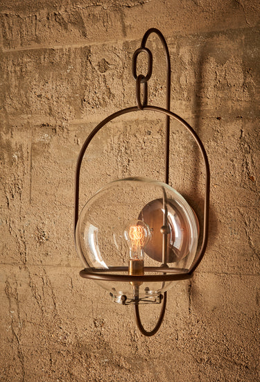 Robert True Ogden RTO Lighting - Large Emil Sconce - Antique Brass - 10" Clear Glass Globe#finish_antique-brass #glass_clear-glass #location_outdoor