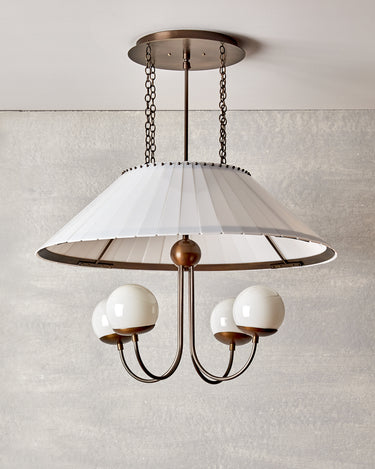 Robert True Ogden RTO Lighting 30" Adele Milk Glass Chandelier - Four Milk Glass Globe - Milk Glass Panels#size_30"