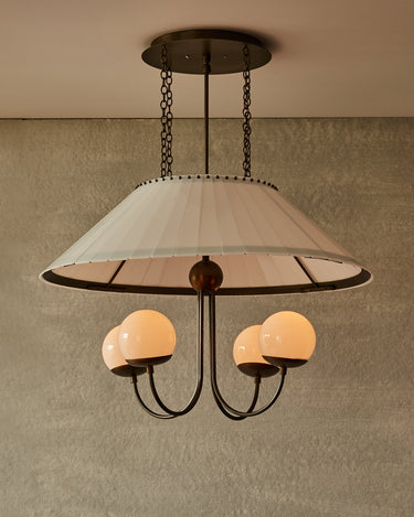 Robert True Ogden RTO Lighting  - 30" Adele Milk Glass Chandelier - Four Milk Glass Globe - Milk Glass Panels#size_30"