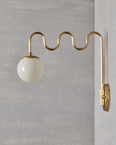 Robert True Ogden RTO Lighting Cecil Wall Sconce - Brushed Satin Brass - Milk Glass Globe#finish_brushed-satin-brass #glass_milk-glass