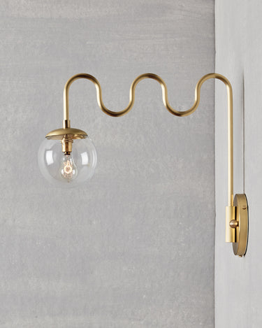 Robert True Ogden RTO Lighting Cecil Wall Sconce - Brushed Satin Brass - Clear Glass Globe#finish_brushed-satin-brass #glass_clear-glass