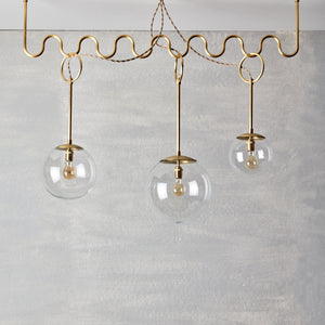 Robert True Ogden RTO Lighting 50" Cecil Adjustable Ceiling Light Chandelier - Brushed Satin Brass - Clear Globes