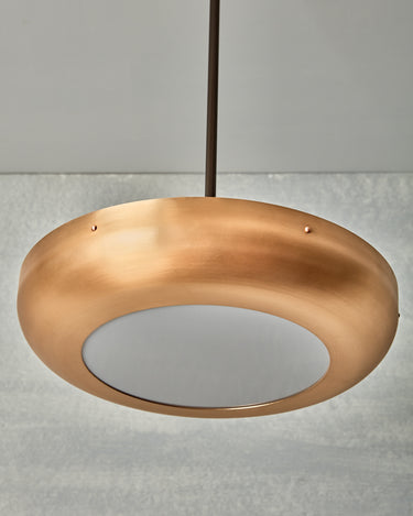 Robert True Ogden RTO Lighting - 12" Lucille Pendant - Milk Glass Diffuser - Brushed Satin Bronze Shade with Oil Rubbed Brass Pole#shade-finish_brushed-satin-bronze