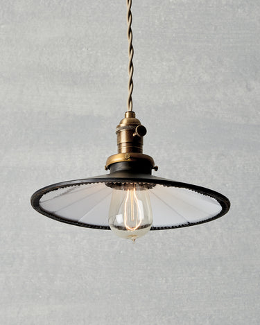 Robert True Ogden RTO Lighting 10" Flat Classic Mirror Pendant - Milk Glass#glass_milk-glass