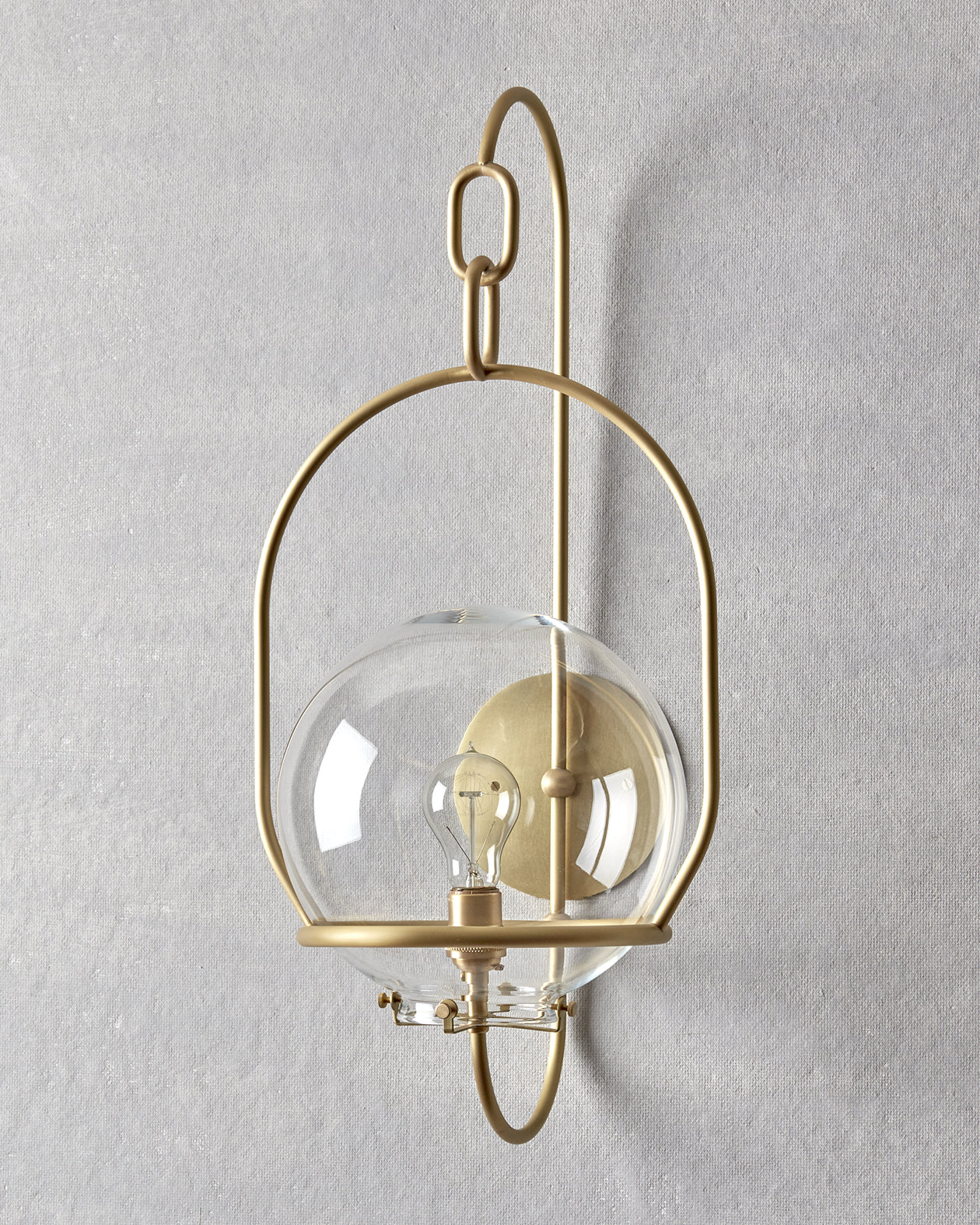 Robert True Ogden RTO Lighting - Large Emil Sconce - Brushed Satin Brass - 10" Clear Glass Globe#finish_brushed-satin-brass