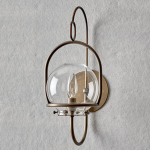 Robert True Ogden RTO Lighting - Small Emil Lantern Sconce - Antique Brass - 6" Clear Glass Globe#finish_antique-brass