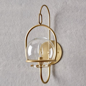 Robert True Ogden RTO Lighting - Small Emil Lantern Sconce - Brushed Satin Brass - 6" Clear Glass Globe#finish_brushed-satin-brass